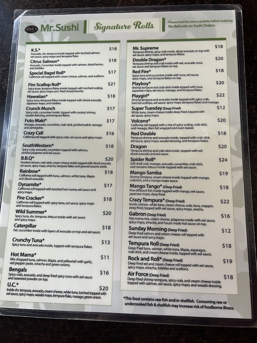 Mr. Sushi Clifton Menu-1